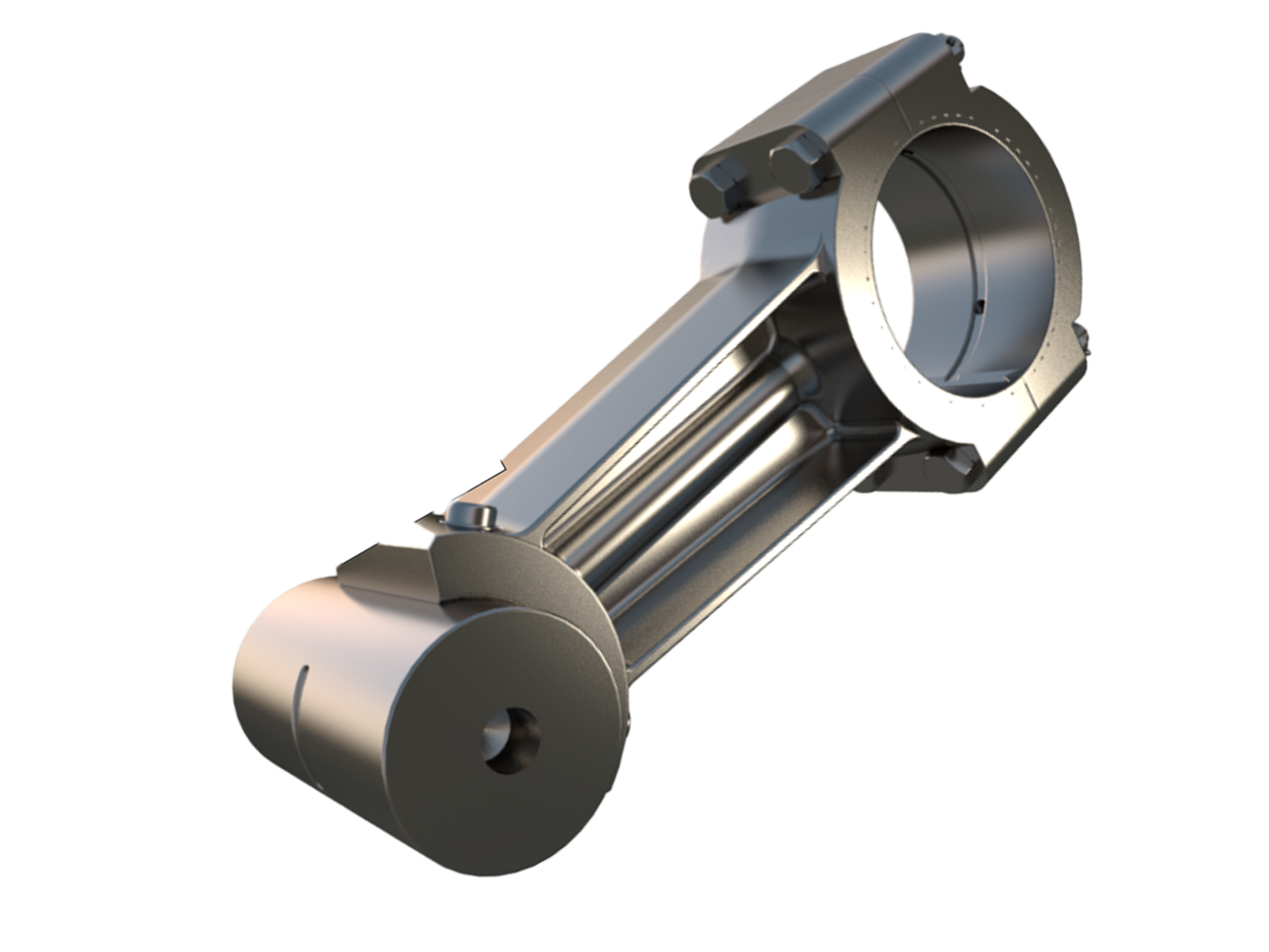 连杆：锻铝，剖分式连杆瓦